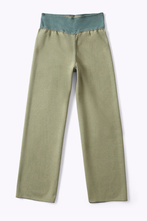 Reversible straight leg pants in cotton blend jacquard